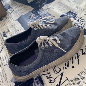 Authentic Dark Blue Vans with designs